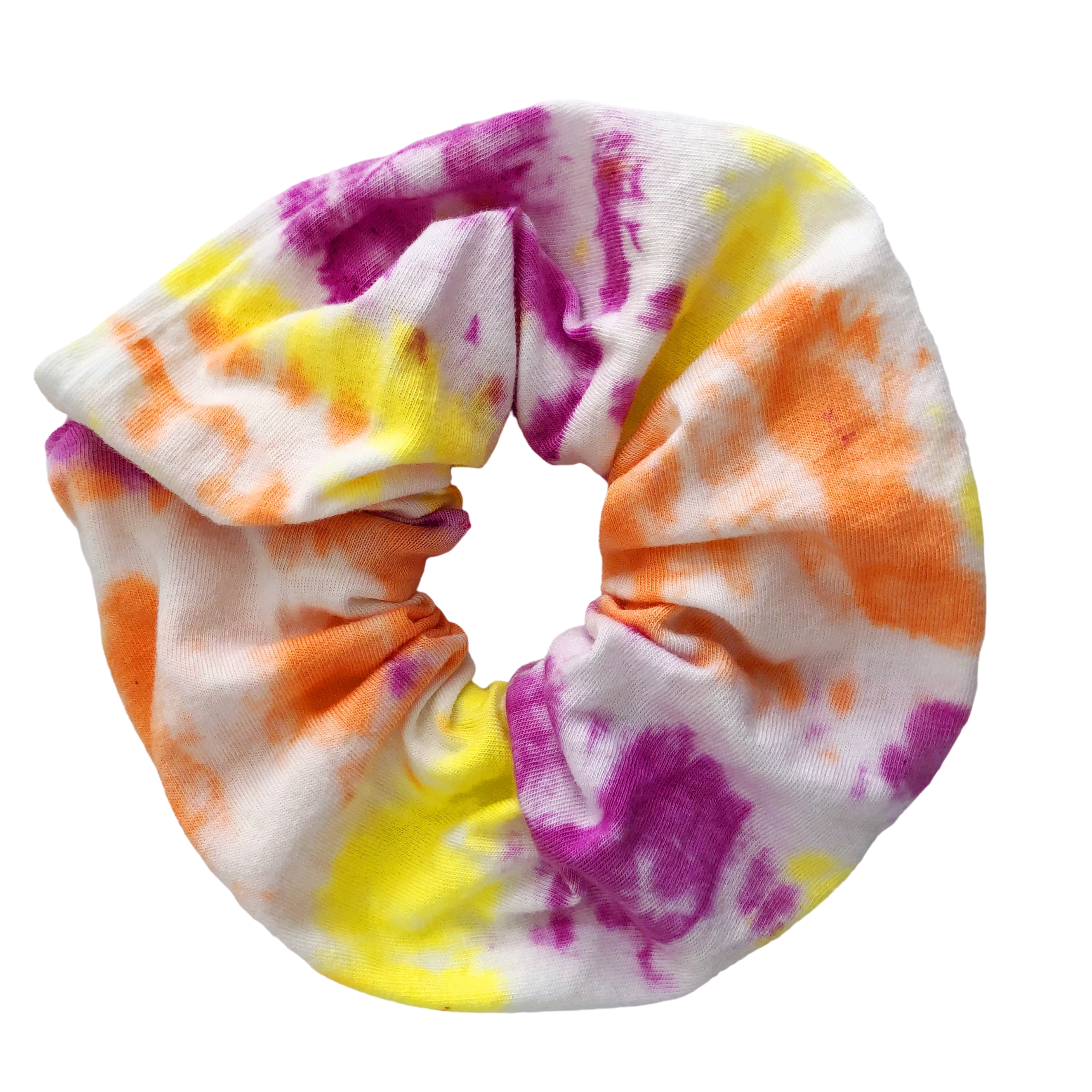 Tie Dye Scrunchie, Pink and Orange Ponytail Holder