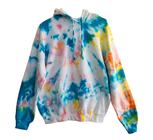 Shibori Tie Dye Pullover with Raw Edge Hem Details