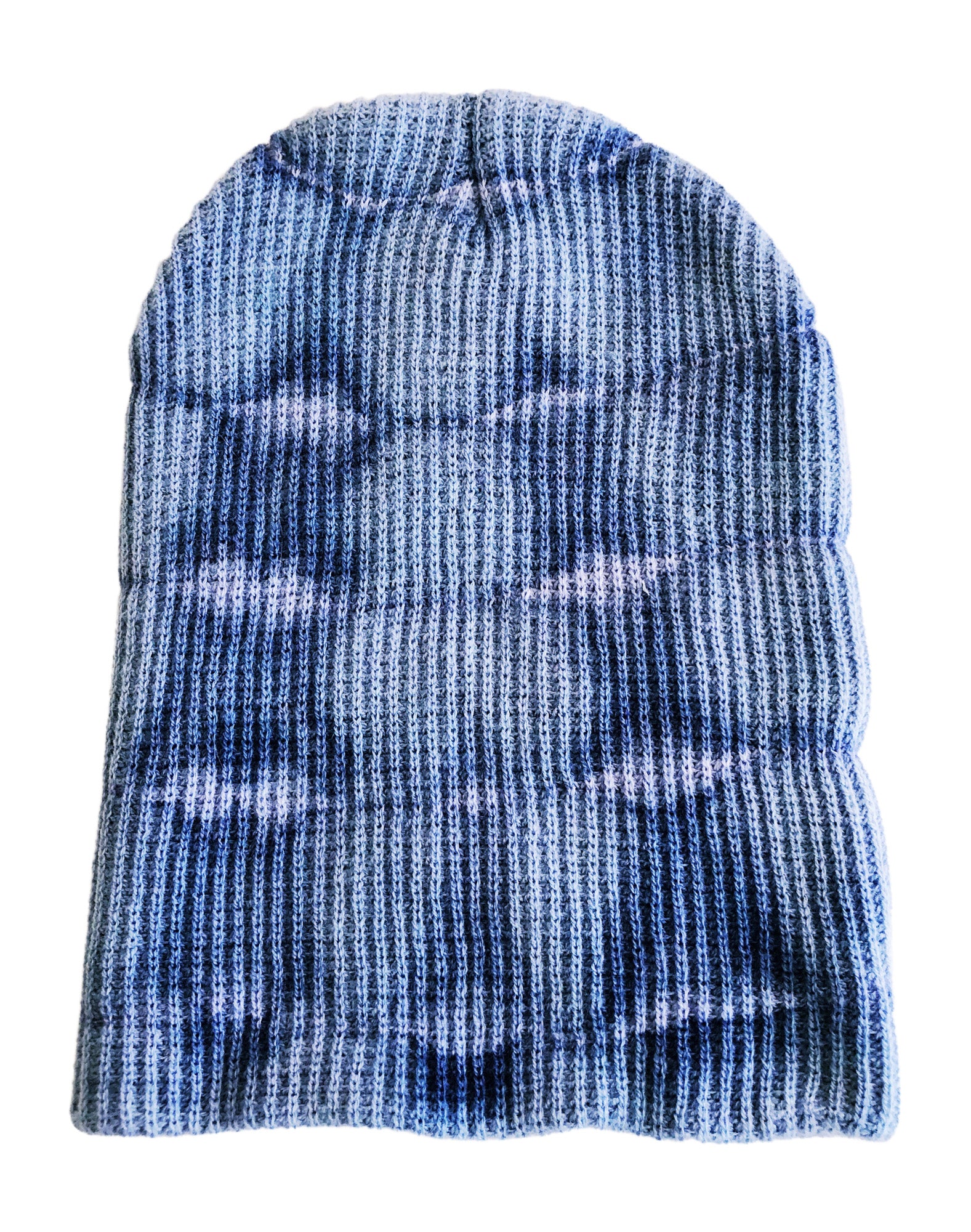 Unisex Mens Beanie Hat Waffle Weave Blue Tie Dye Skullie