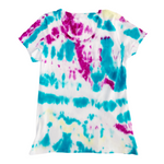 Women's Tie Dye T Shirt, Turquoise and Pink