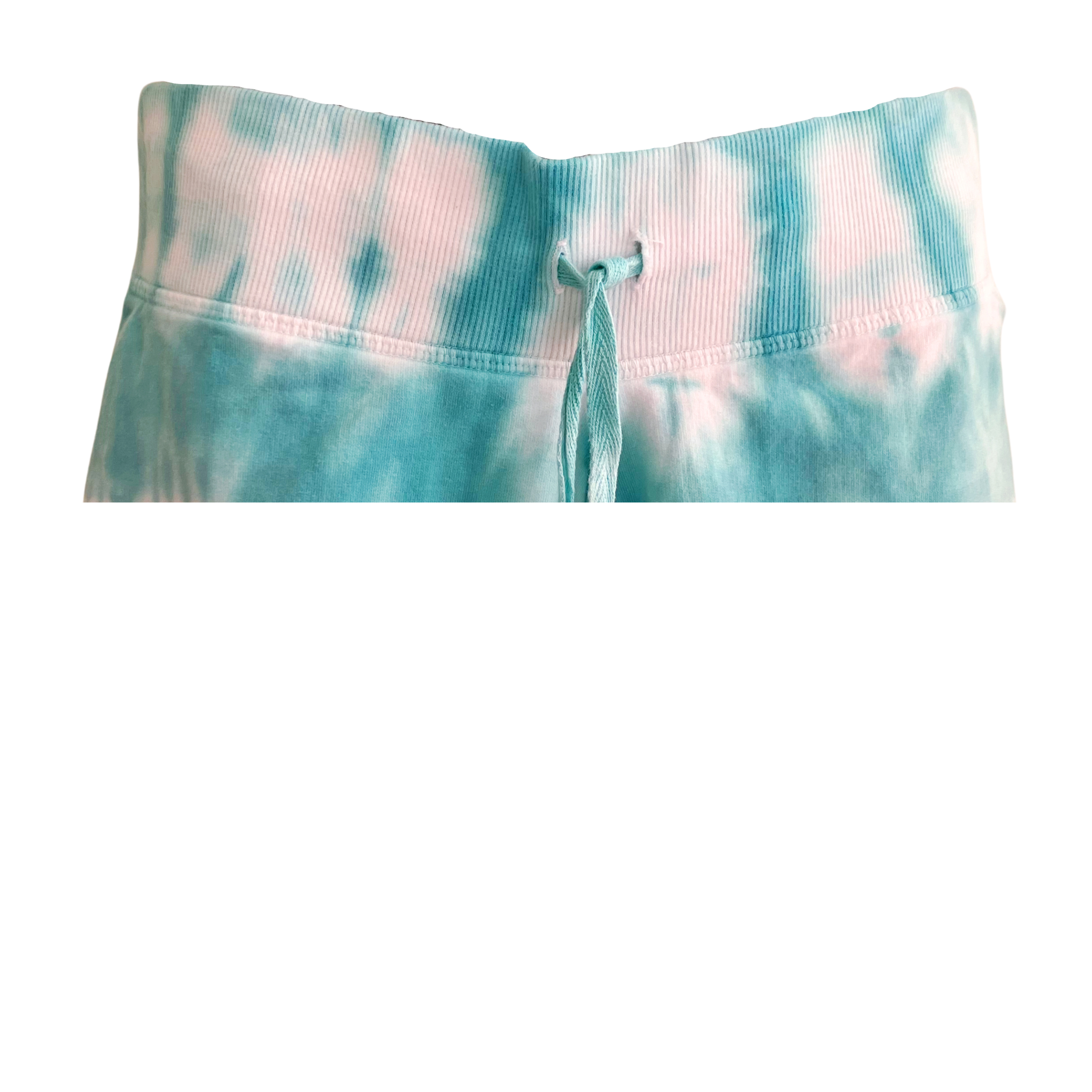 Women's Turquoise Tie Dye Shorts with Raw Edge Hem Details