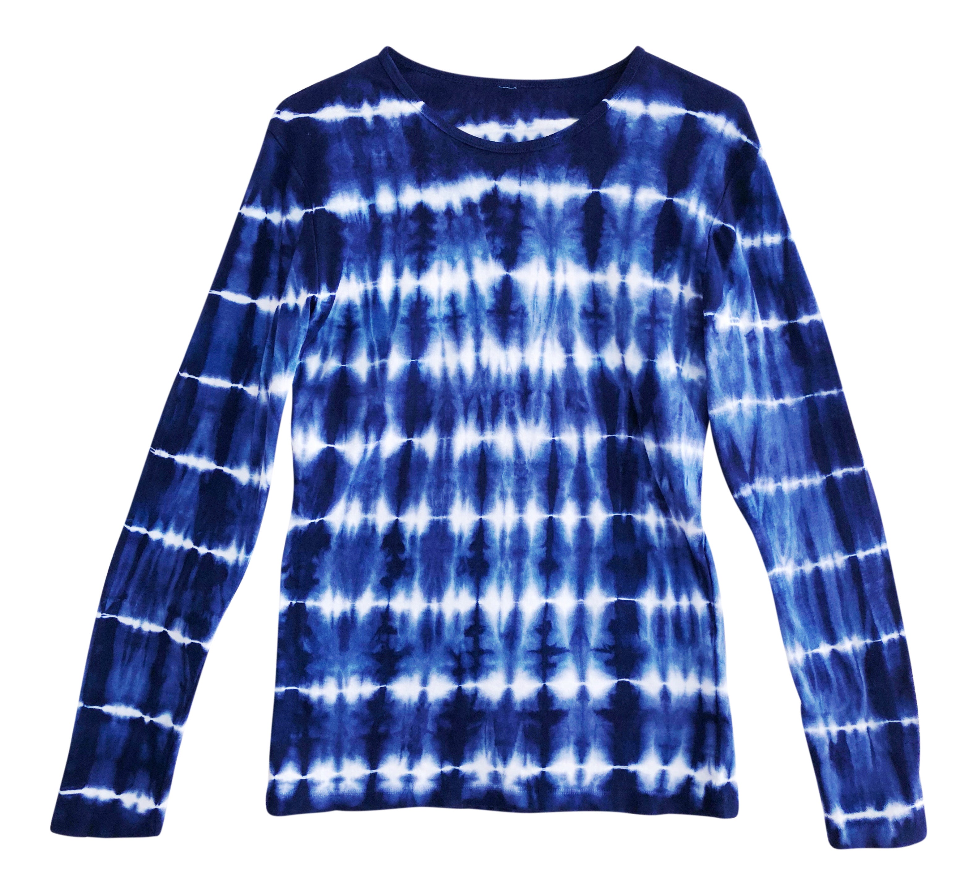 Women Blue Tie Dye T Shirt Long Sleeved