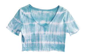 Petite Womans Crop Top Mint Tie Dye