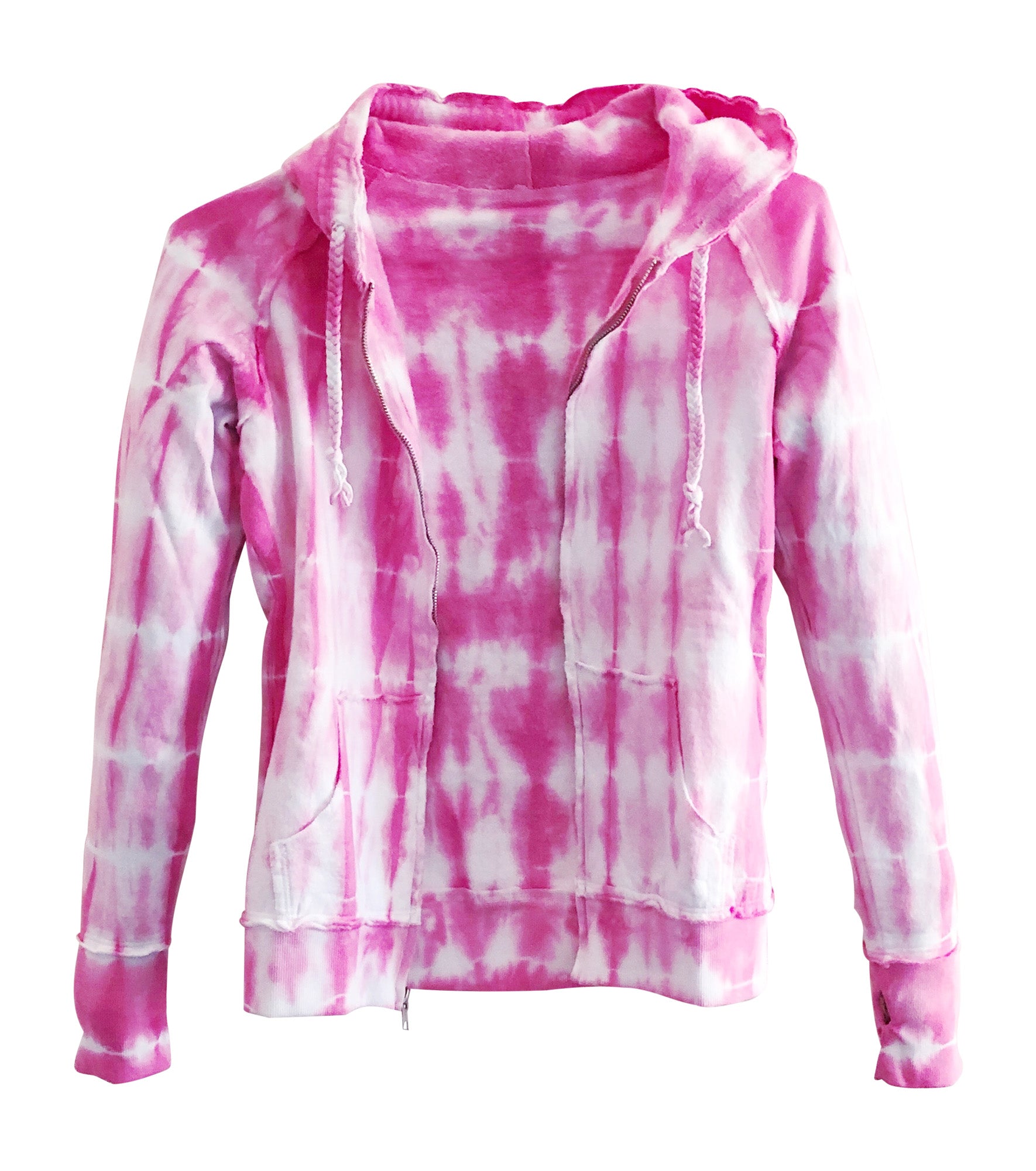 Petite womens pink hoodie tie dye clothes