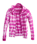 Womens Petite Pink Tie Dye Hoodie Full Zip Up 