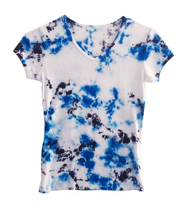 Womens Tee Short Sleeve V Neck Tie Dye 