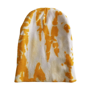 Shibori Yellow Tie Dye Beanie Hat