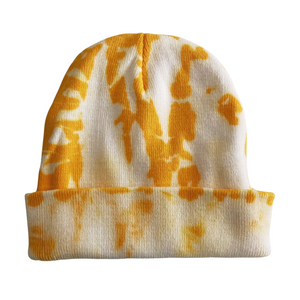 Shibori Yellow Tie Dye Beanie Hat