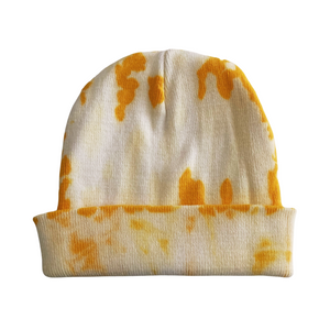 Shibori Yellow Tie Dye Beanie Hat