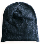 Petite adult and youth black beanie hat black mineral wash tie dye