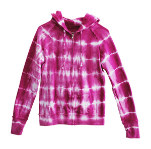 women pink tie dye zip up hooded sweatshirt yoga clothes